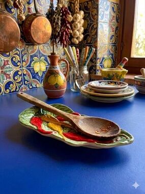 Italian Ceramic Pepper Dish Tray Made in Italy Ceramiche Leonardo Spoon Rest